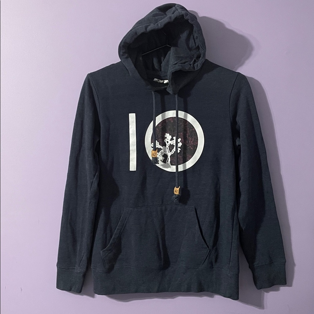 tentree Navy Hoodie Size Small with Graphic Print.